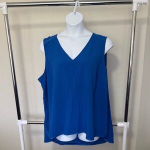 NWT Plus Size V-Neck Sleeveless Blouse High-Low with Ribbon Trim
